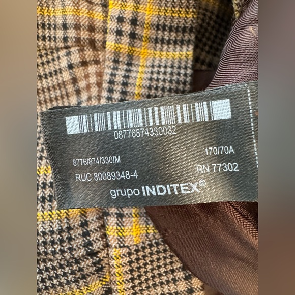 Zara Cropped Wide-Leg Plaid Trousers Brown, Gold & Black - Picture 9 of 10